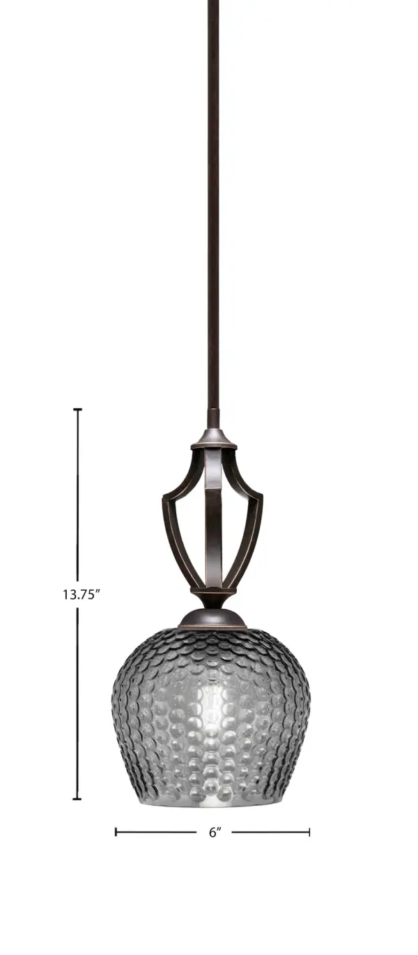 Zilo Stem Hung Mini Pendant with Smoke Textured Glass - Image 2