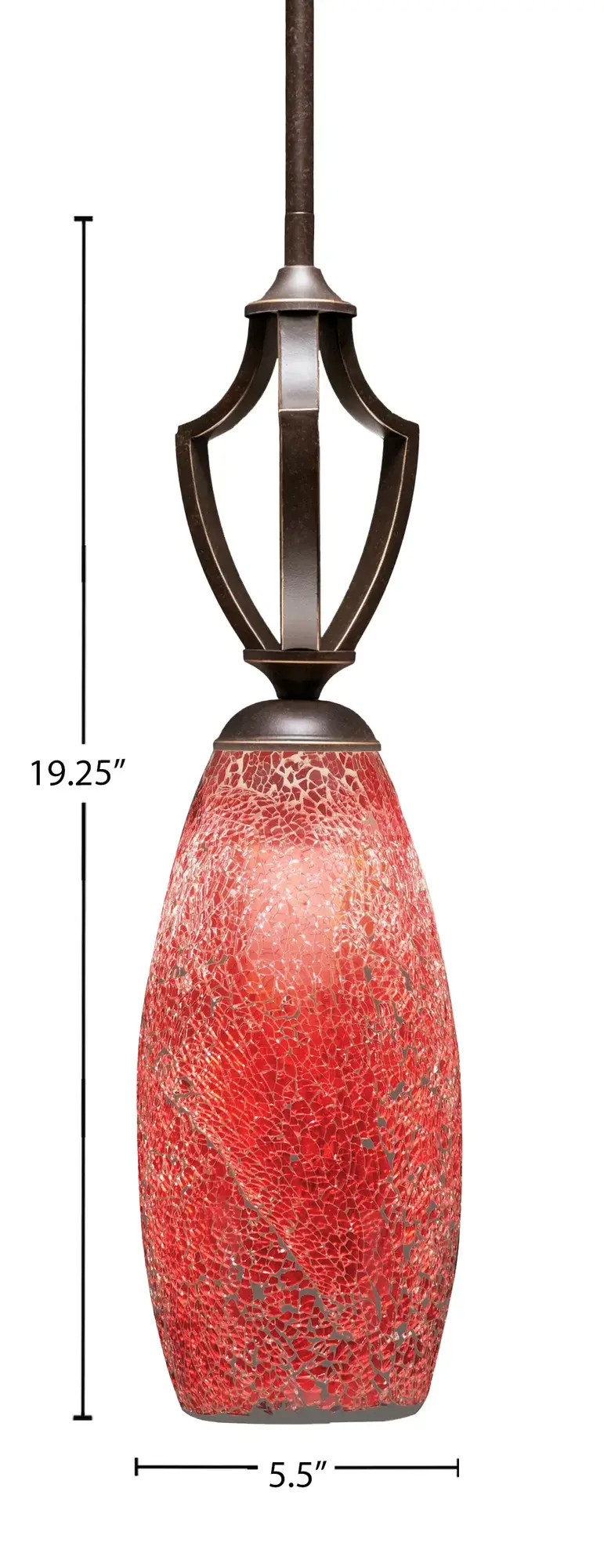 Zilo Mini Pendant with Red Fusion Glass - Image 2