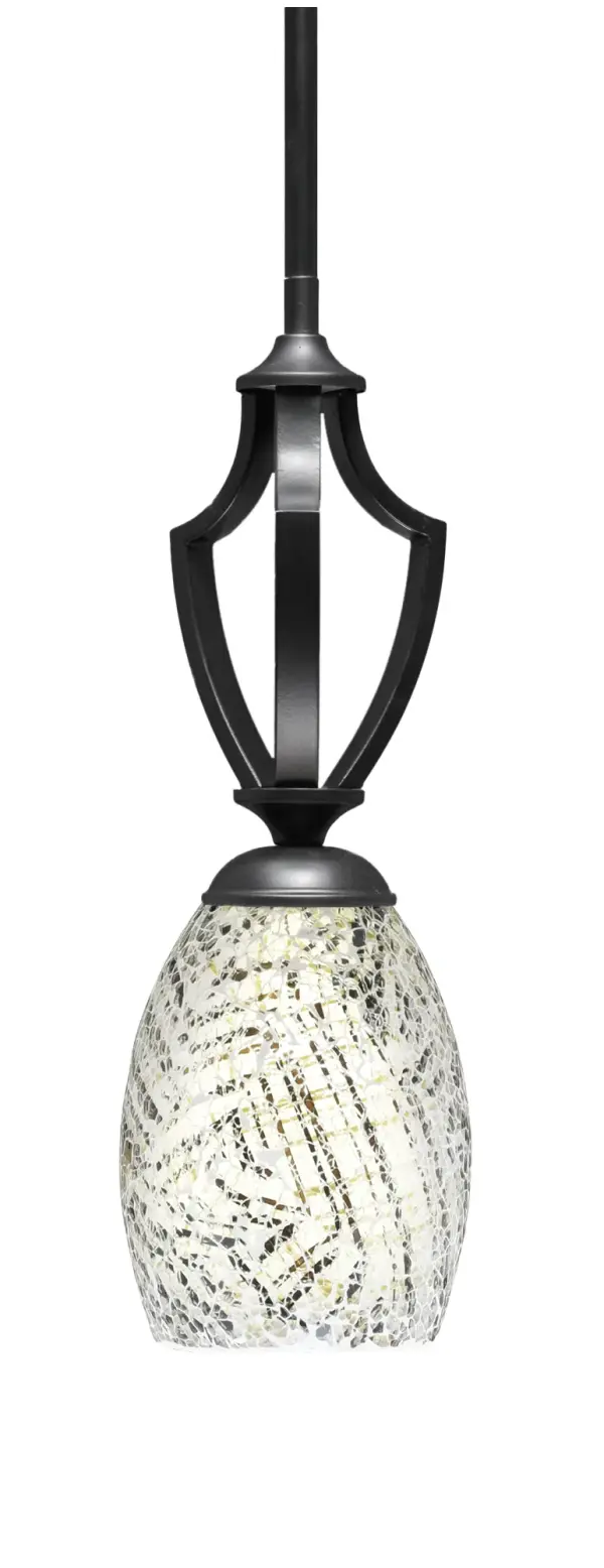 The Zilo mini pendant combines contemporary styling with practical versatility. Its compact 5-inch natural fusion glass shade and matte black finish work beautifully in tight spaces while the hang straight swivel and multiple rod options ensure perfect placement.
