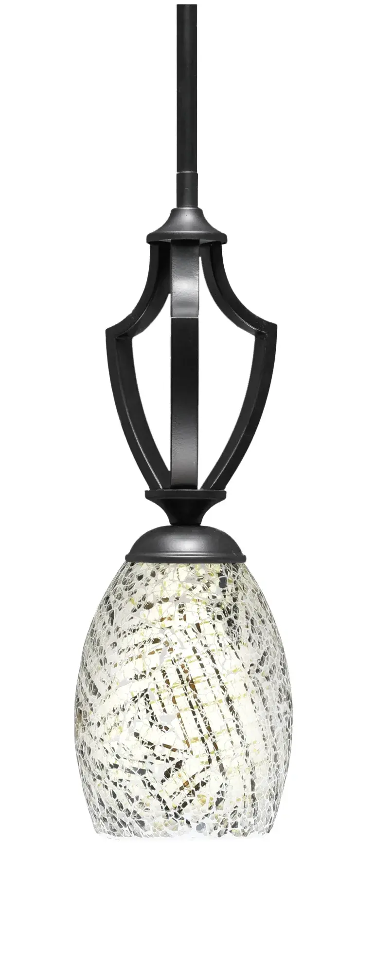 Zilo One Light Mini Pendant in Matte Black with Natural Fusion Glass
