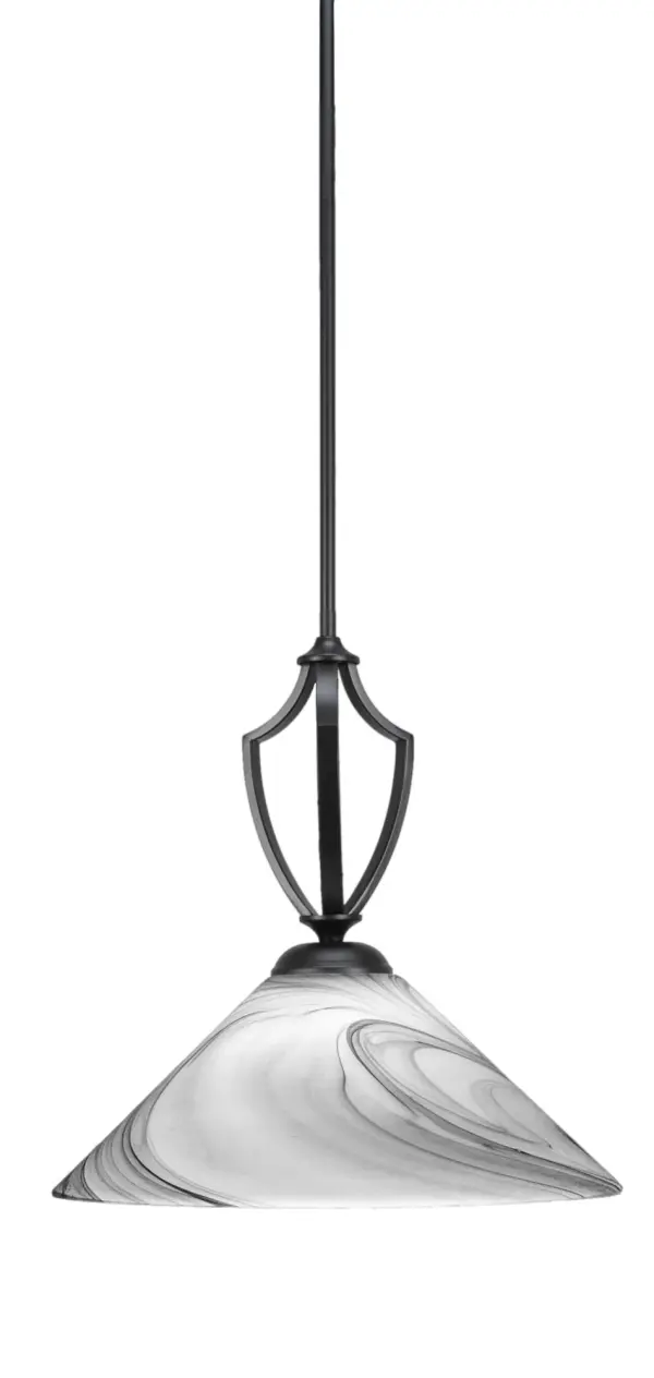 Zilo Stem Hung Pendant with Onyx Swirl Glass - Image 1