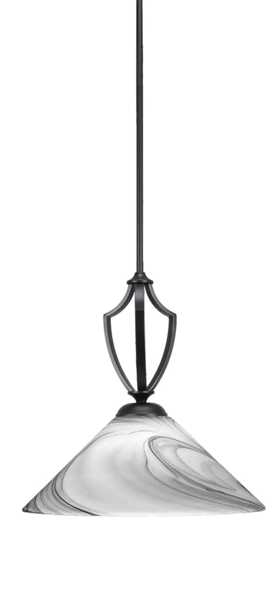 Zilo Stem Hung Pendant with Onyx Swirl Glass - Image 1