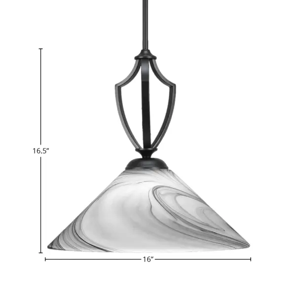 Zilo Stem Hung Pendant with Onyx Swirl Glass - Image 2