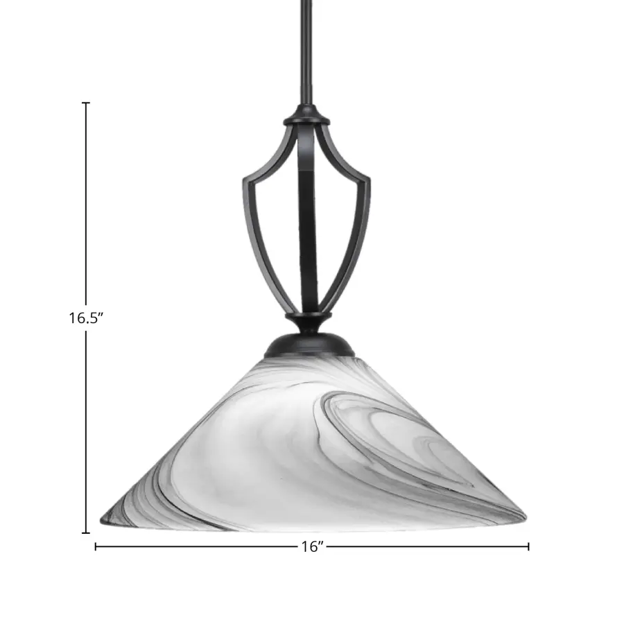 Zilo Stem Hung Pendant with Onyx Swirl Glass - Image 2