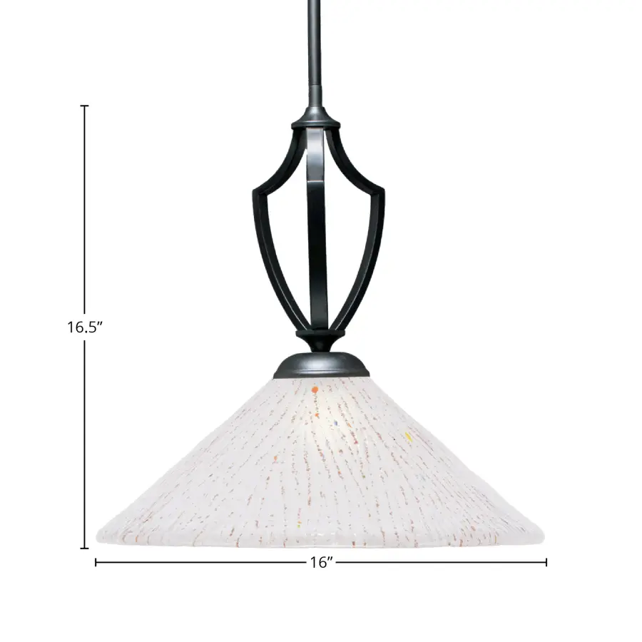 Zilo 16" Frosted Crystal Glass Pendant in Matte Black - Image 2
