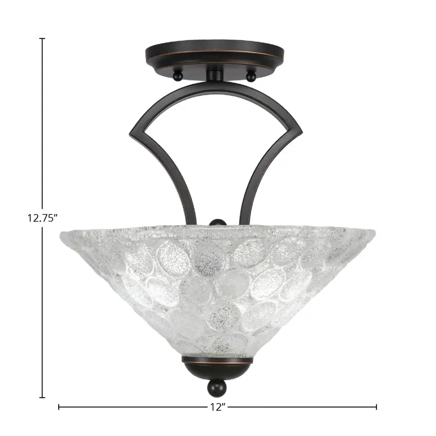 Zilo Semi-Flush Mount with Italian Bubble Glass - Image 2
