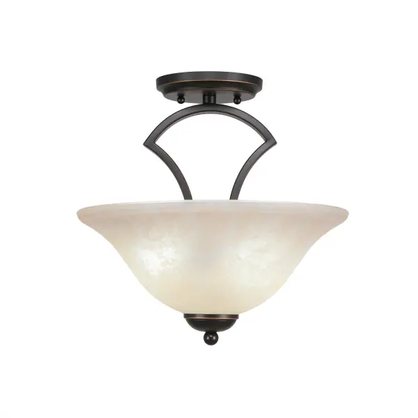 Zilo Semi-Flush Ceiling Light with Amber Marble Glass
