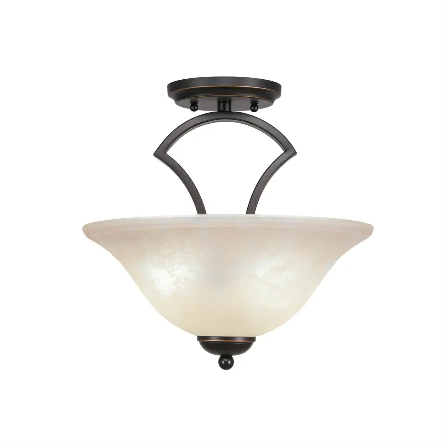 Zilo Semi-Flush Ceiling Light with Amber Marble Glass
