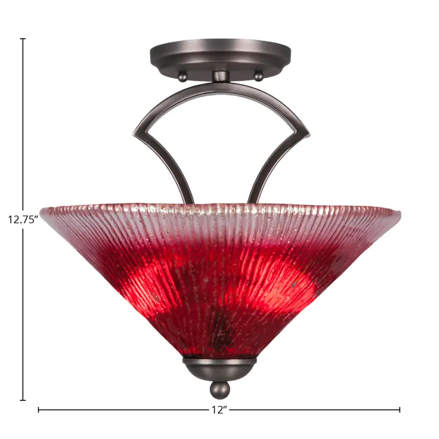 Zilo Semi-Flush Mount with Raspberry Crystal Glass - Image 2