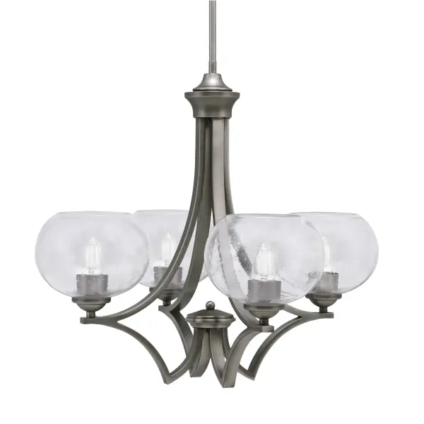 Zilo 4-Light Uplight Chandelier with Clear Bubble Glass - Image 1