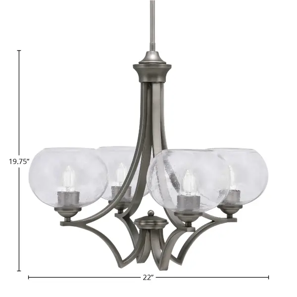 Zilo 4-Light Uplight Chandelier with Clear Bubble Glass - Image 2