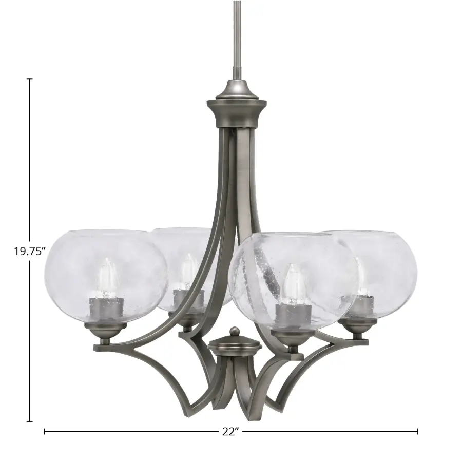 Zilo 4-Light Uplight Chandelier with Clear Bubble Glass - Image 2