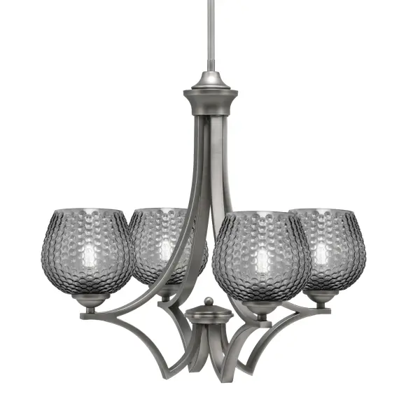 Zilo 4-Light Uplight Chandelier in Graphite with Smoke Textured Glass - Image 1