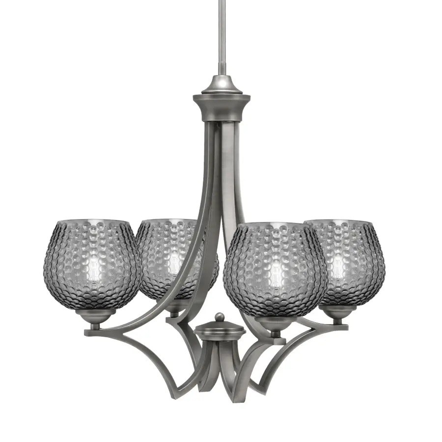 Zilo 4-Light Uplight Chandelier in Graphite with Smoke Textured Glass - Image 1