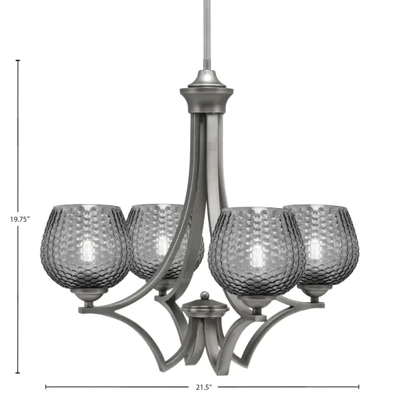 Zilo 4-Light Uplight Chandelier in Graphite with Smoke Textured Glass - Image 2