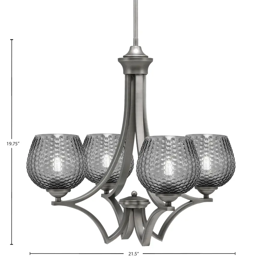 Zilo 4-Light Uplight Chandelier in Graphite with Smoke Textured Glass - Image 2