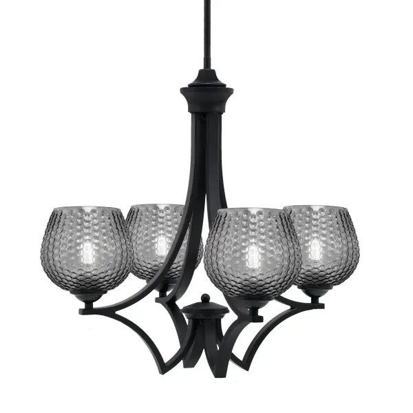 Zilo 4-Light Uplight Chandelier in Matte Black with Smoke Glass - Image 1