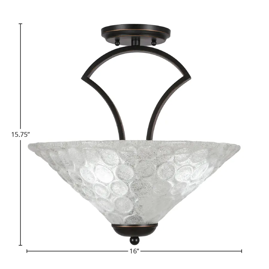 Zilo Semi-Flush Mount with Italian Bubble Glass - Image 2
