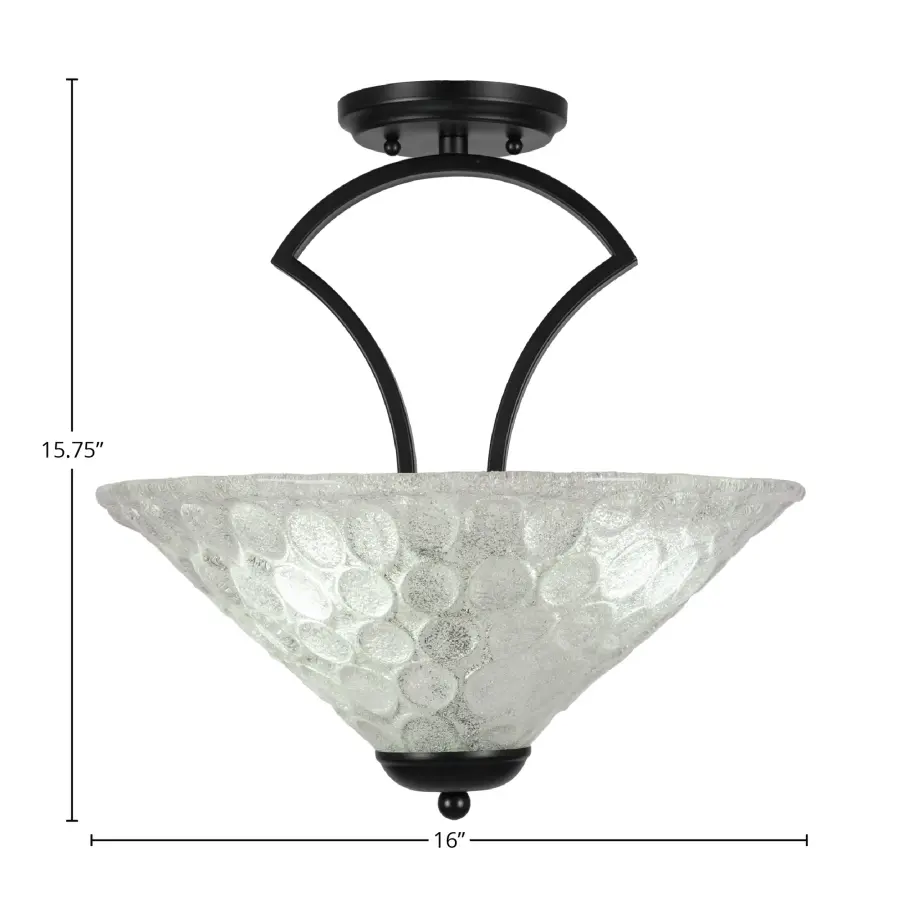 Zilo Semi-Flush Mount with Italian Bubble Glass - Image 2