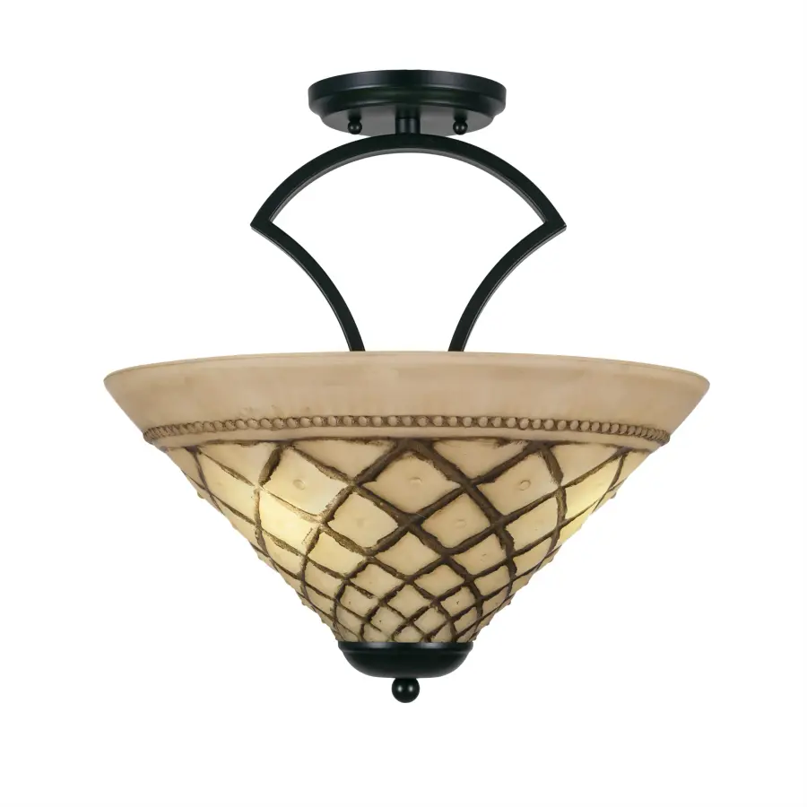 Zilo Semi-Flush Ceiling Light with Chocolate Icing Glass - Image 1