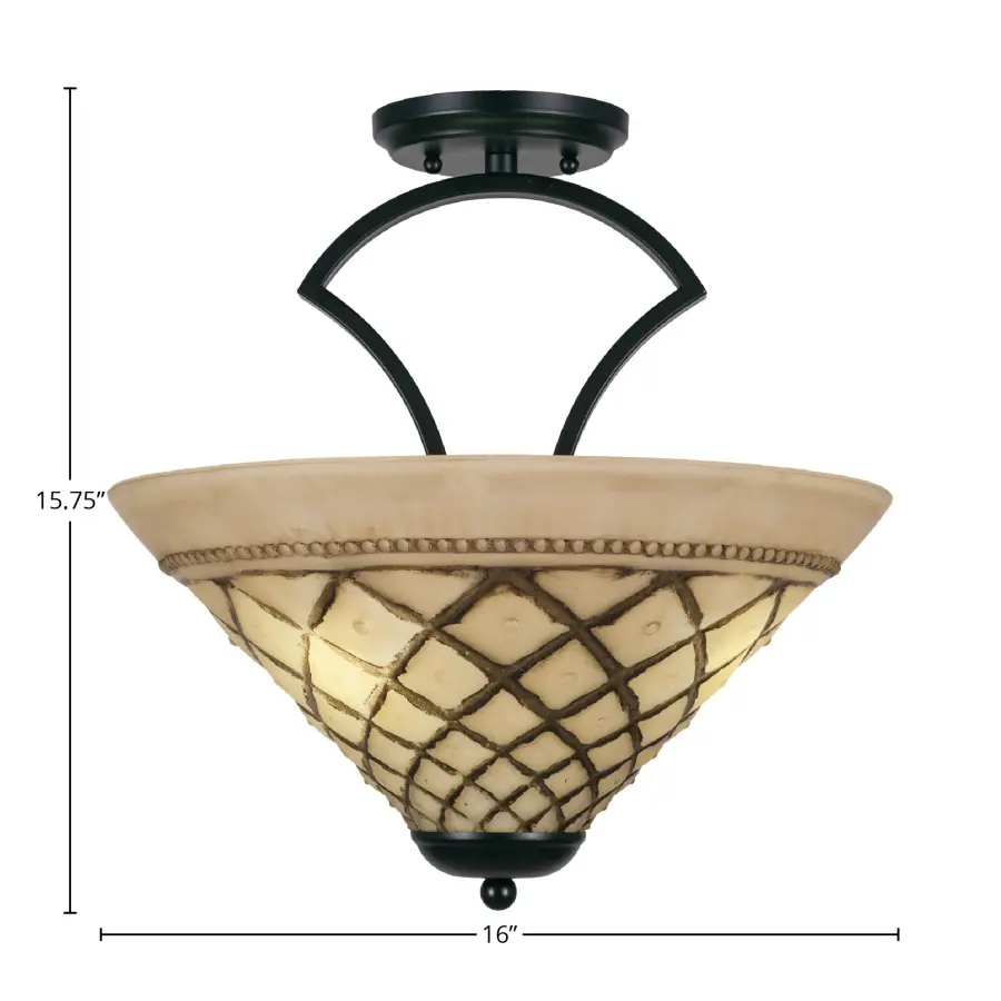 Zilo Semi-Flush Ceiling Light with Chocolate Icing Glass - Image 2