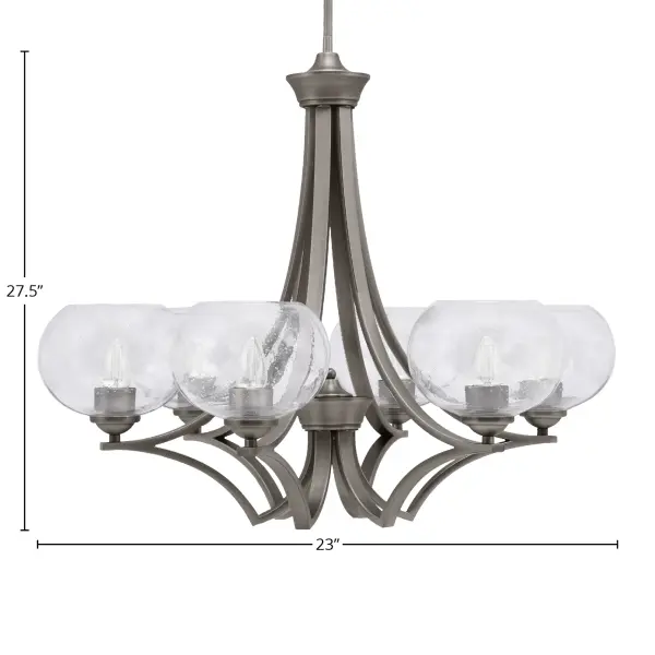 Zilo 6-Light Uplight Chandelier with Clear Bubble Glass - Image 2
