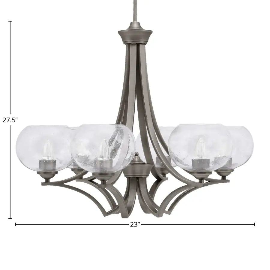 Zilo 6-Light Uplight Chandelier with Clear Bubble Glass - Image 2