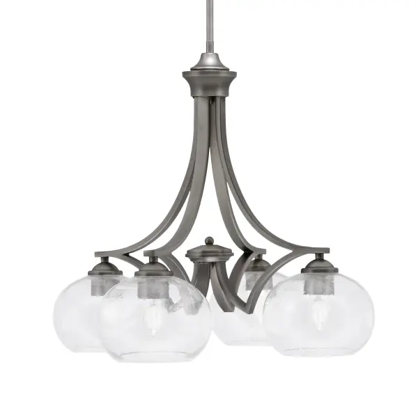 Zilo 4-Light Downlight Chandelier in Graphite with Clear Bubble Glass - Image 1
