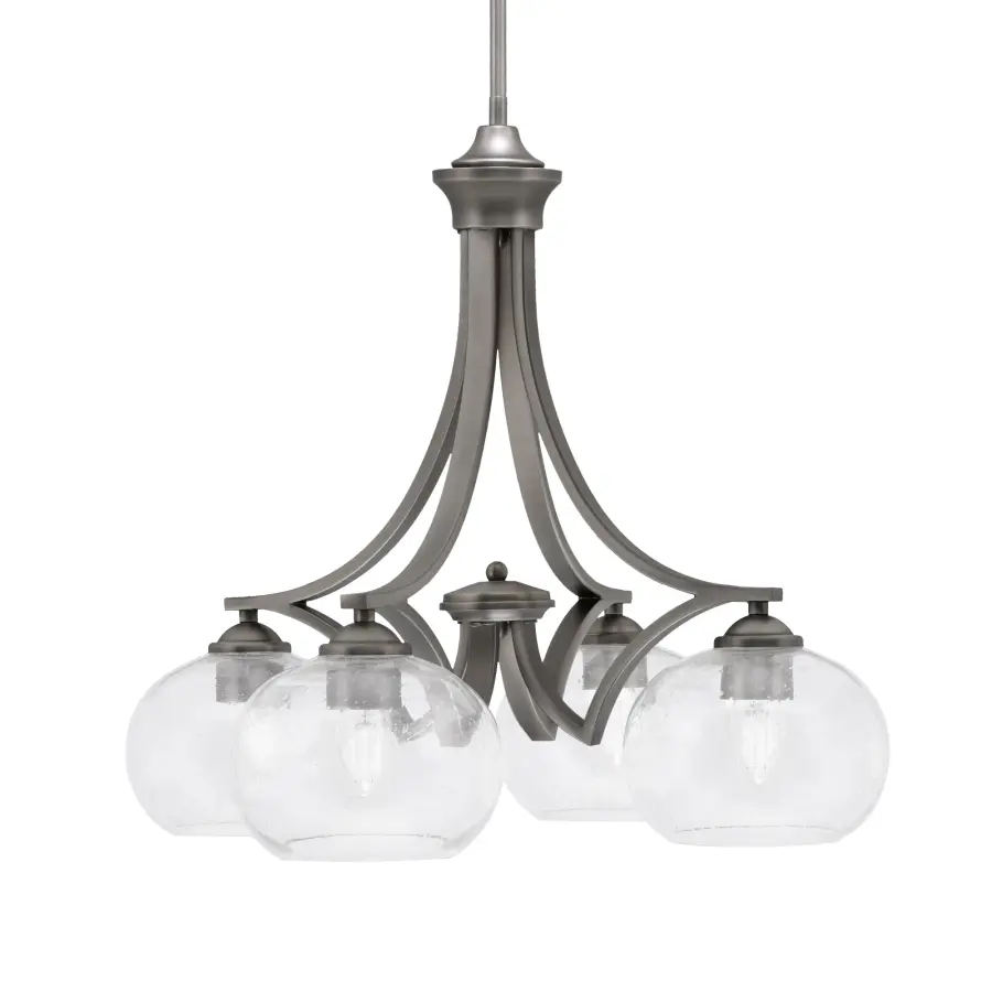 Zilo 4-Light Downlight Chandelier in Graphite with Clear Bubble Glass - Image 1