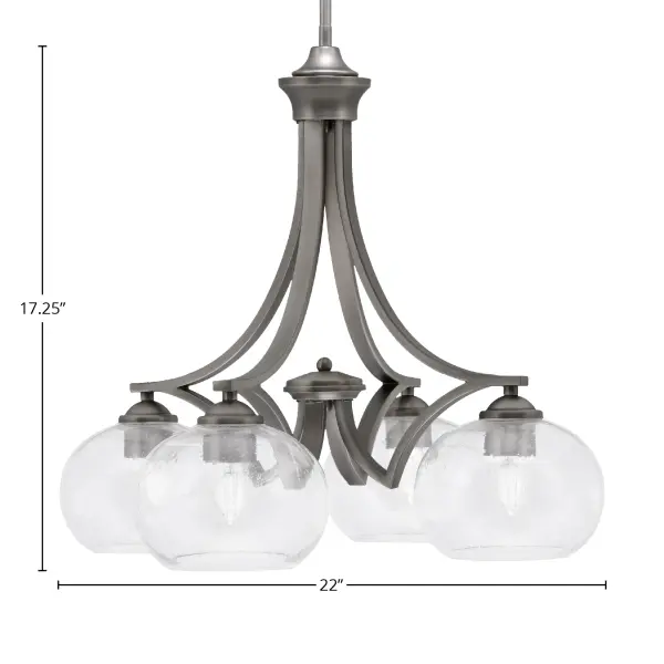 Zilo 4-Light Downlight Chandelier in Graphite with Clear Bubble Glass - Image 2