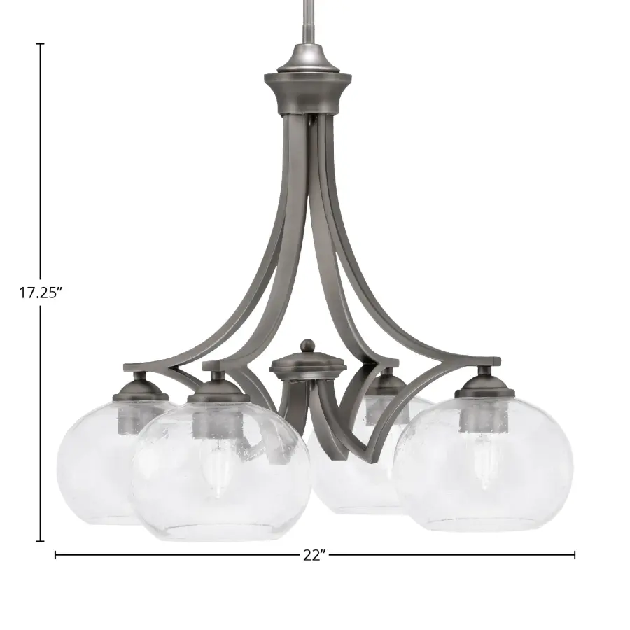 Zilo 4-Light Downlight Chandelier in Graphite with Clear Bubble Glass - Image 2