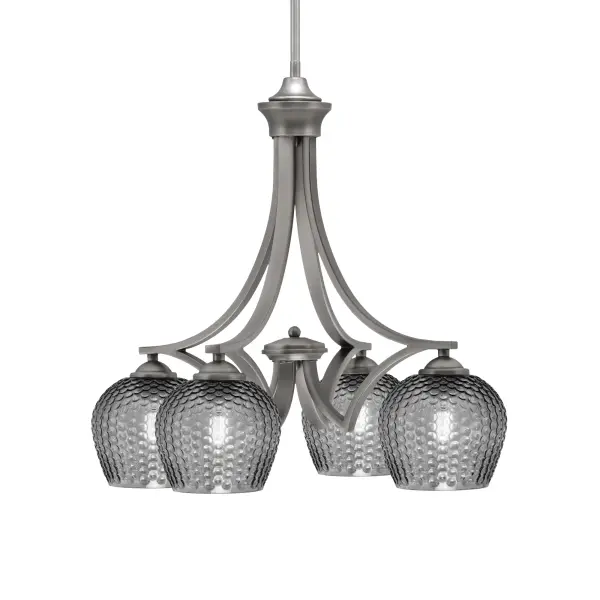 Zilo 4-Light Downlight Chandelier in Graphite with Smoke Textured Glass - Image 1