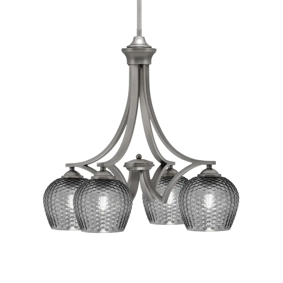 Zilo 4-Light Downlight Chandelier in Graphite with Smoke Textured Glass - Image 1