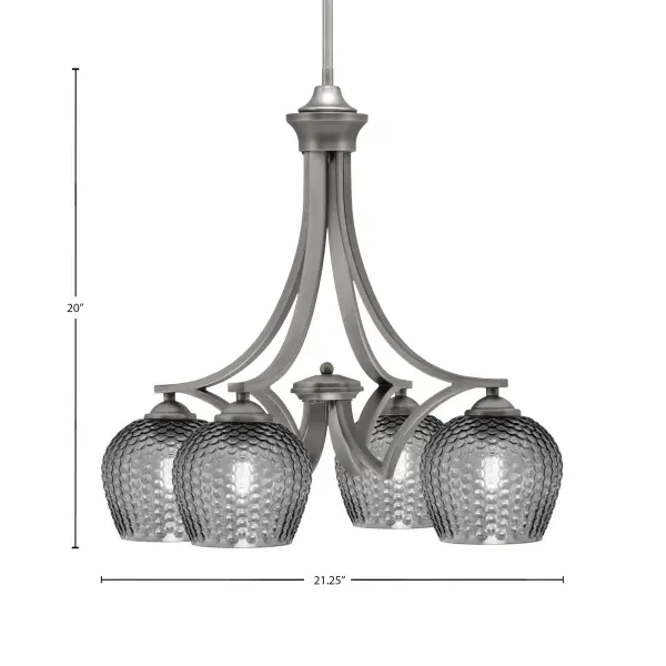 Zilo 4-Light Downlight Chandelier in Graphite with Smoke Textured Glass - Image 2