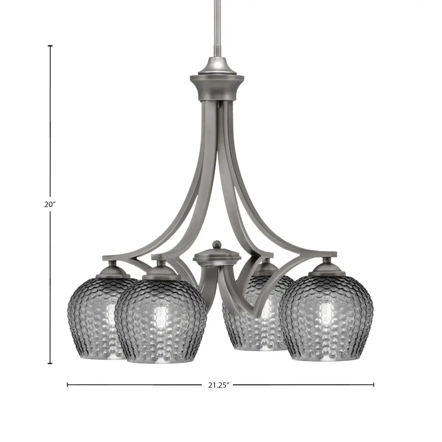 Zilo 4-Light Downlight Chandelier in Graphite with Smoke Textured Glass - Image 2