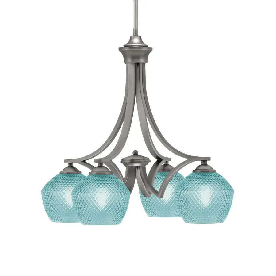 Zilo 4-Light Downlight Chandelier with Turquoise Glass - Image 1
