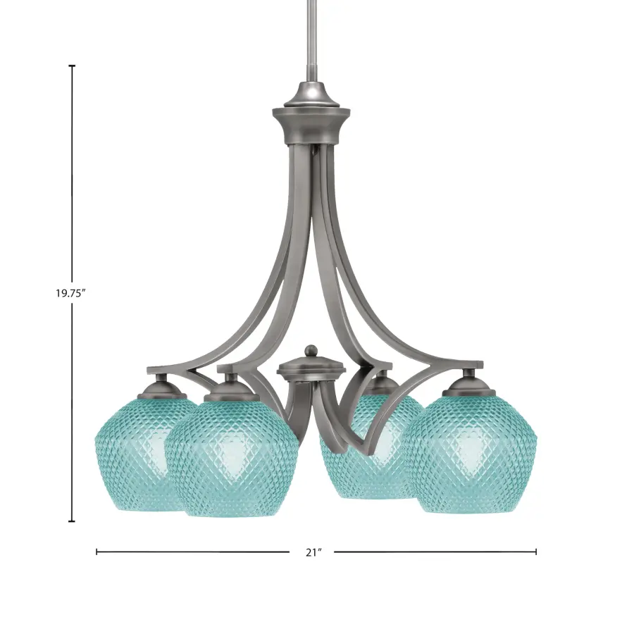 Zilo 4-Light Downlight Chandelier with Turquoise Glass - Image 2