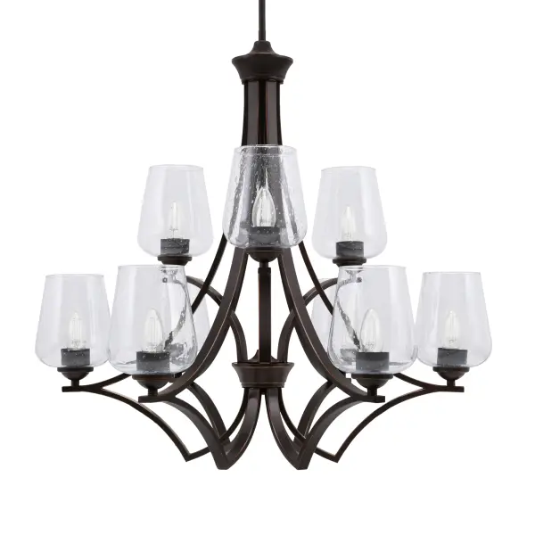 Zilo 9-Light Uplight Chandelier with Clear Bubble Glass - Image 1