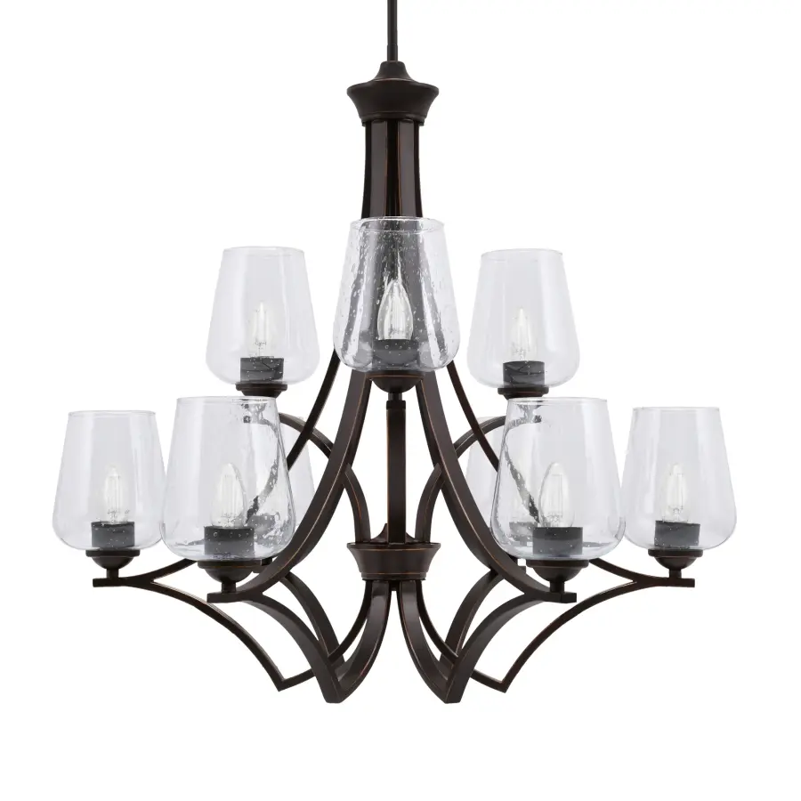 Zilo 9-Light Uplight Chandelier with Clear Bubble Glass - Image 1