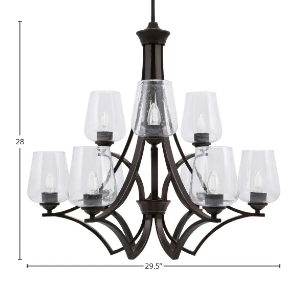 Zilo 9-Light Uplight Chandelier with Clear Bubble Glass - Image 2