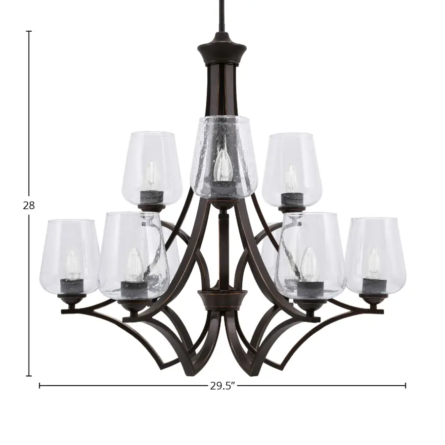 Zilo 9-Light Uplight Chandelier with Clear Bubble Glass - Image 2