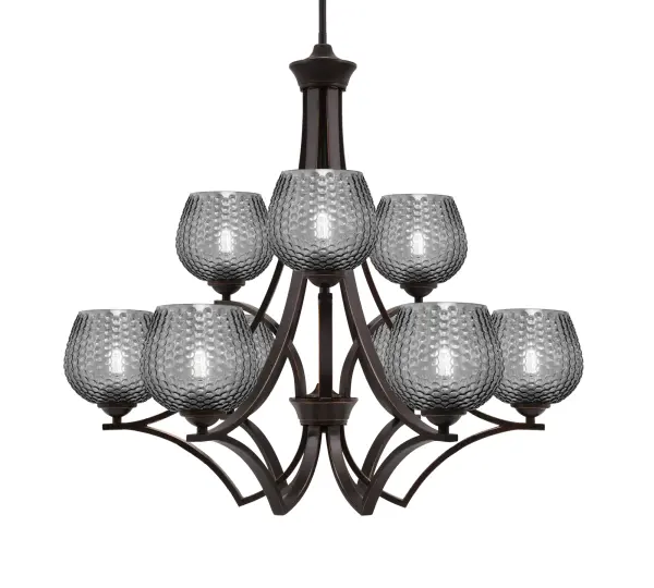 Zilo 9-Light Uplight Chandelier with Smoke Textured Glass - Image 1