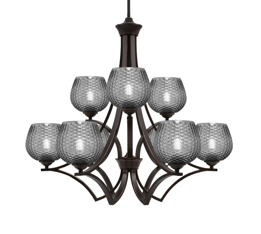 Zilo 9-Light Uplight Chandelier with Smoke Textured Glass - Image 1