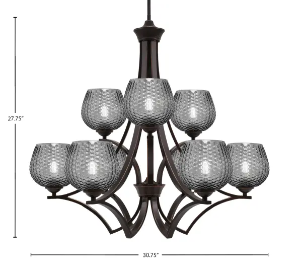Zilo 9-Light Uplight Chandelier with Smoke Textured Glass - Image 2
