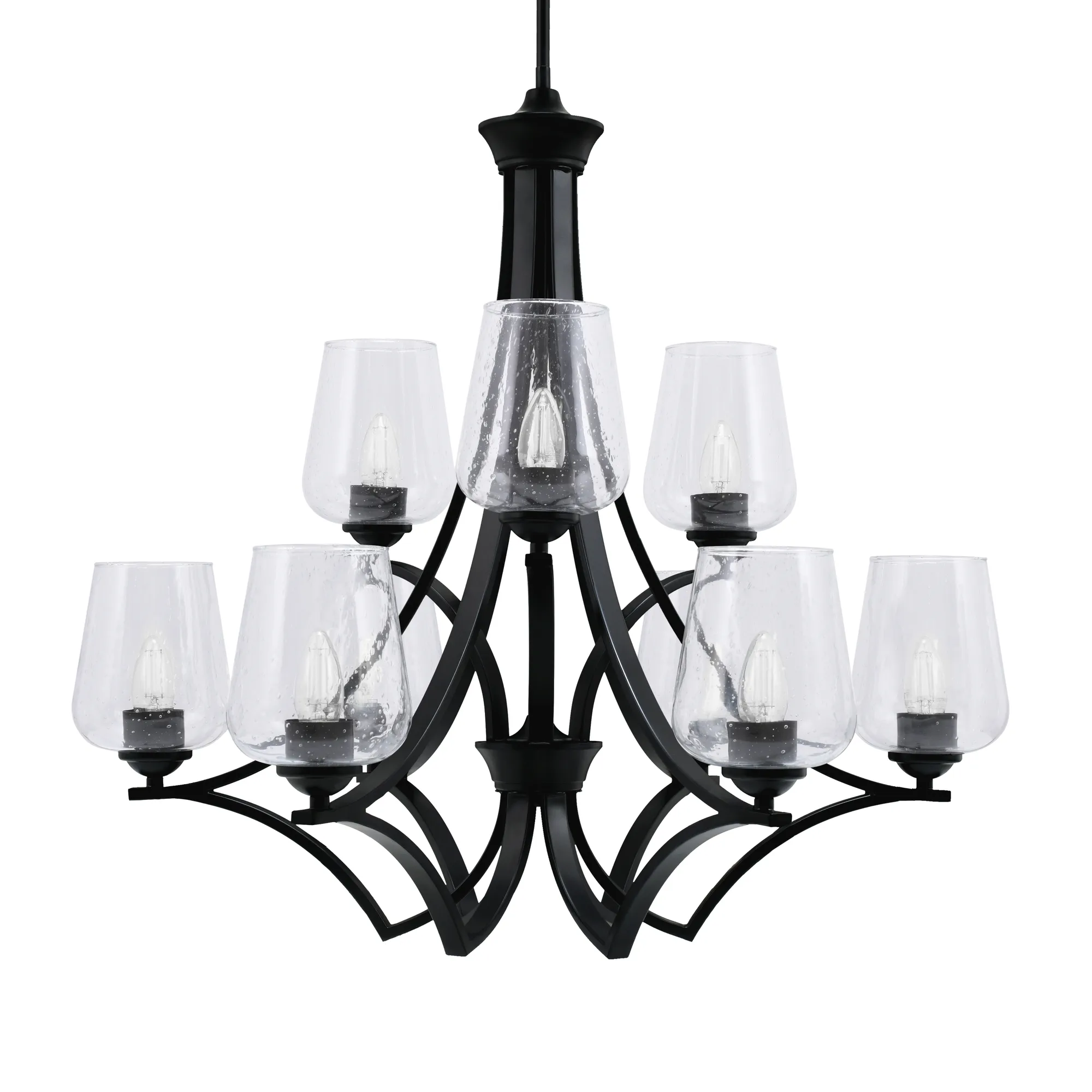 Zilo 9-Light Uplight Chandelier with Clear Bubble Glass