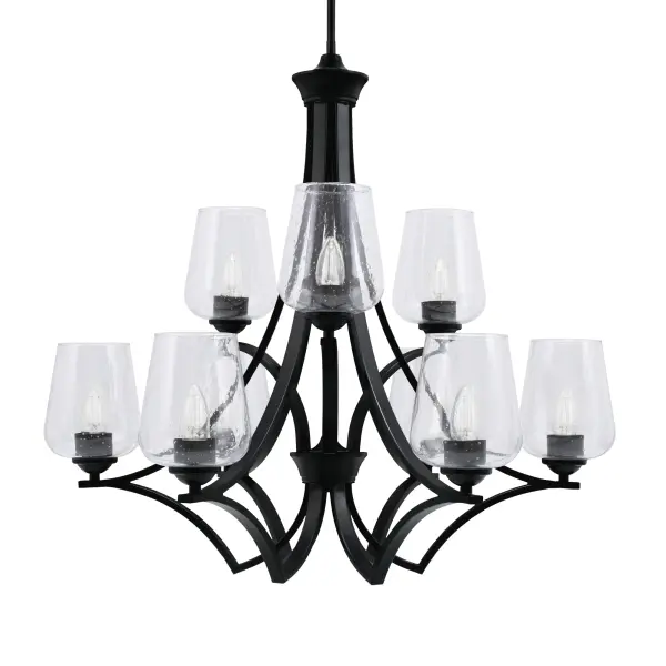 Zilo 9-Light Uplight Chandelier with Clear Bubble Glass - Image 1