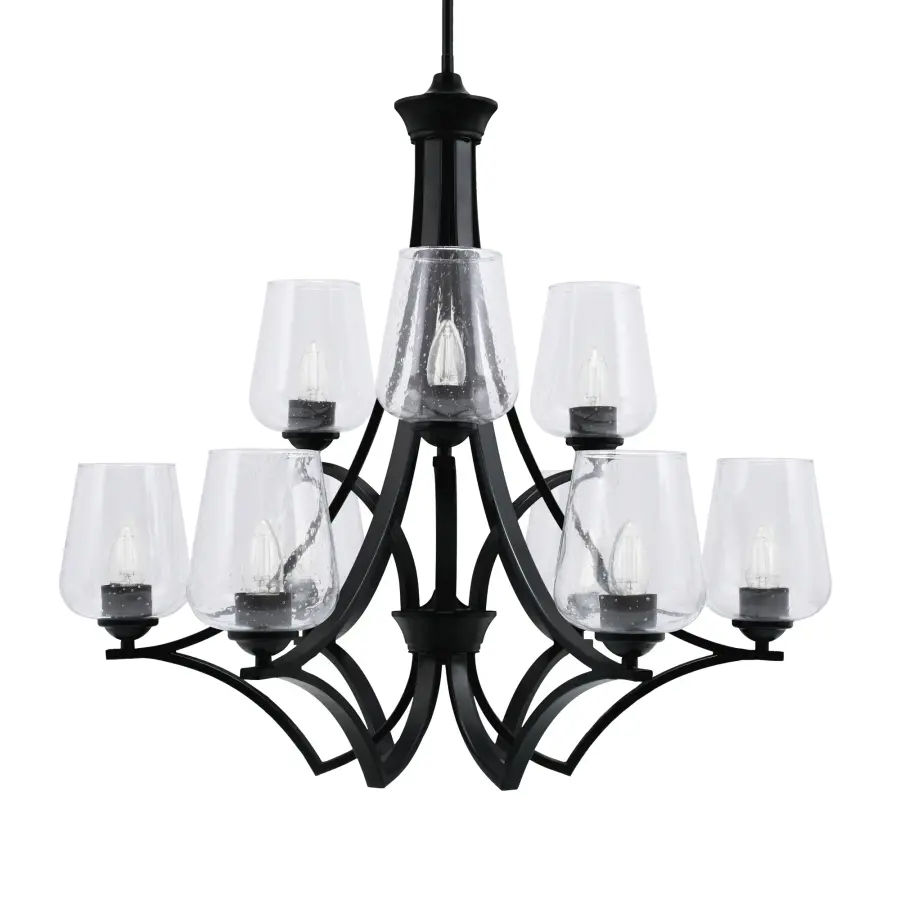 Zilo 9-Light Uplight Chandelier with Clear Bubble Glass - Image 1