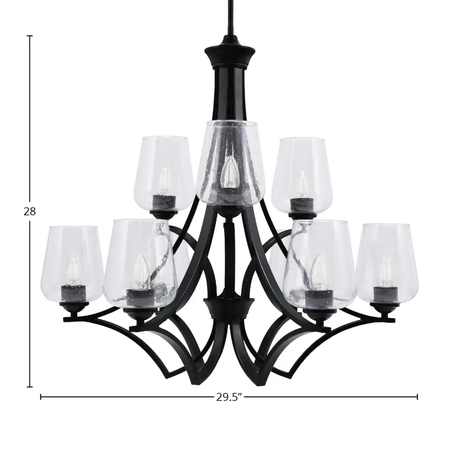 Zilo 9-Light Uplight Chandelier with Clear Bubble Glass - Image 2