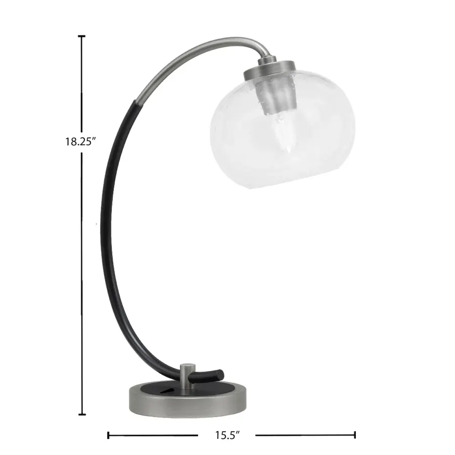 Modern Industrial Desk Lamp with Distinctive Bubble Glass Shade - Image 2