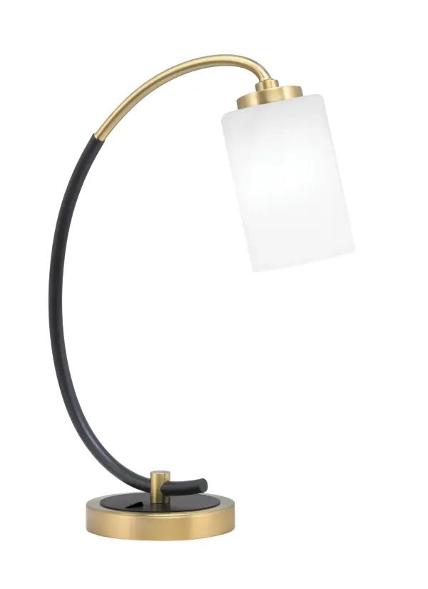 This desk lamp combines matte black and brass finishes with elegant white marble glass for a contemporary look. Perfect for home offices and study areas, it provides focused task lighting with style.